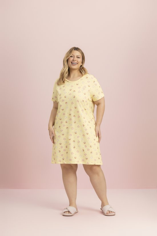Camisola Plus Size Manga Curta 100% Algodão Café Au Au Lua Encantada 