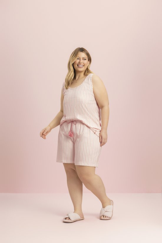 Pijama Short Doll Feminino Plus Size Regata Física 100% Algodão Rendada Lua Encantada