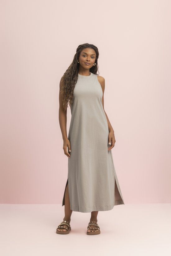Vestido Regata 100% Algodão Taupe  Essenciais Lua Encantada 