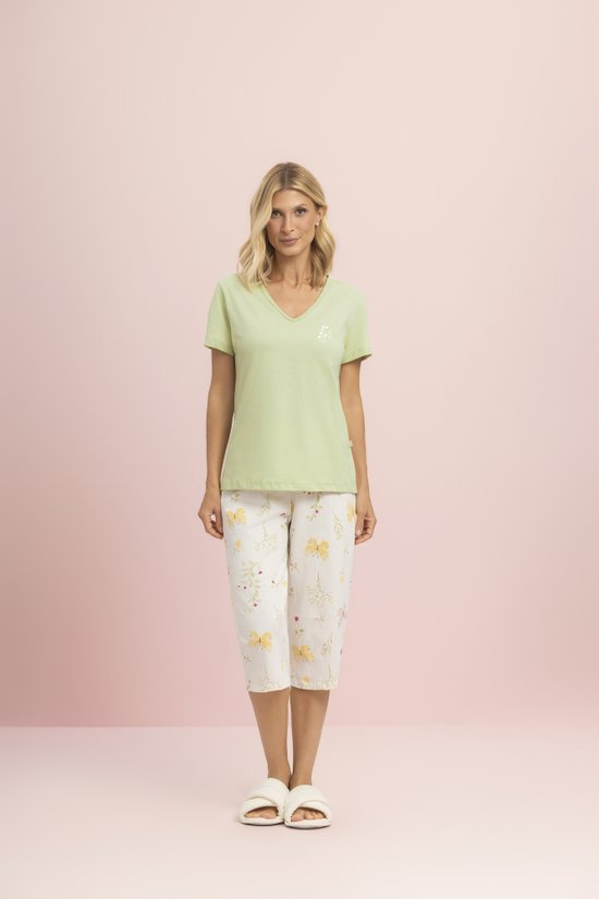 Pijama Pescador Manga Curta Feminino 100% Algodão Jardim das Borboletas Lua Encantada