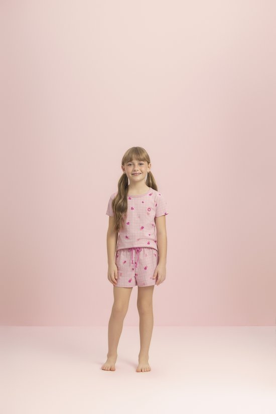 Pijama Short Doll Manga Curta Feminino Infantil 100% Algodão Doces Sonhos Lua Encantada