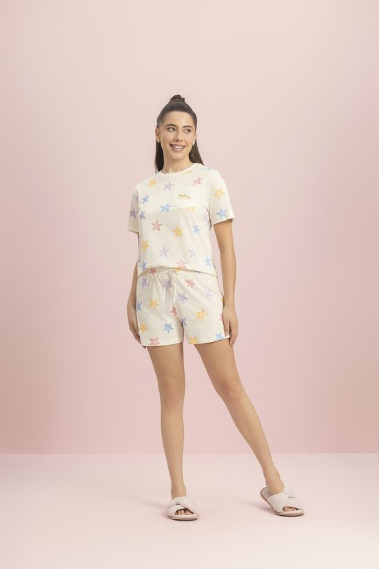 Pijama Manga Curta Feminino Comfort 100% Algodão Aquarela Astral Lua Encantada