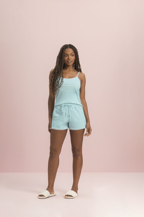 Pijama Short Doll de Alça Feminino 100% Algodão Pingo de Suco Lua Encantada 