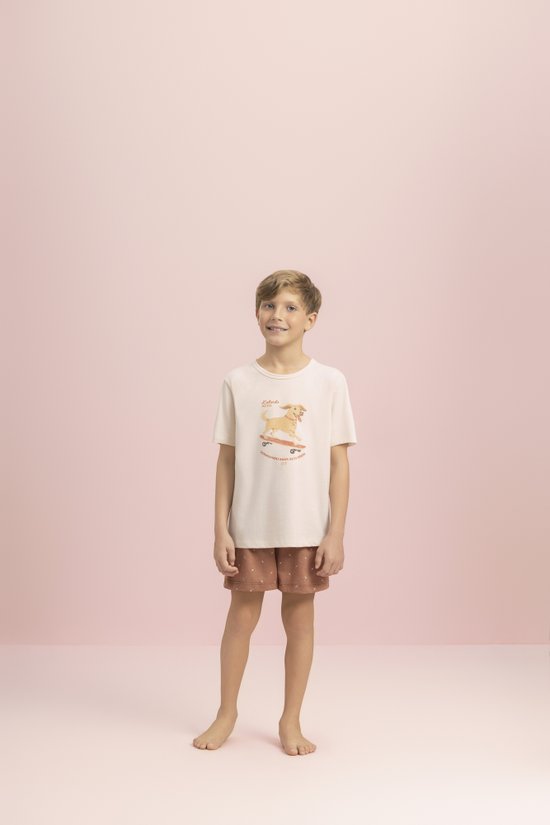 Pijama Masculino Manga Curta Infantil 100% Algodão Caramelo Salgado Lua Encantada 
