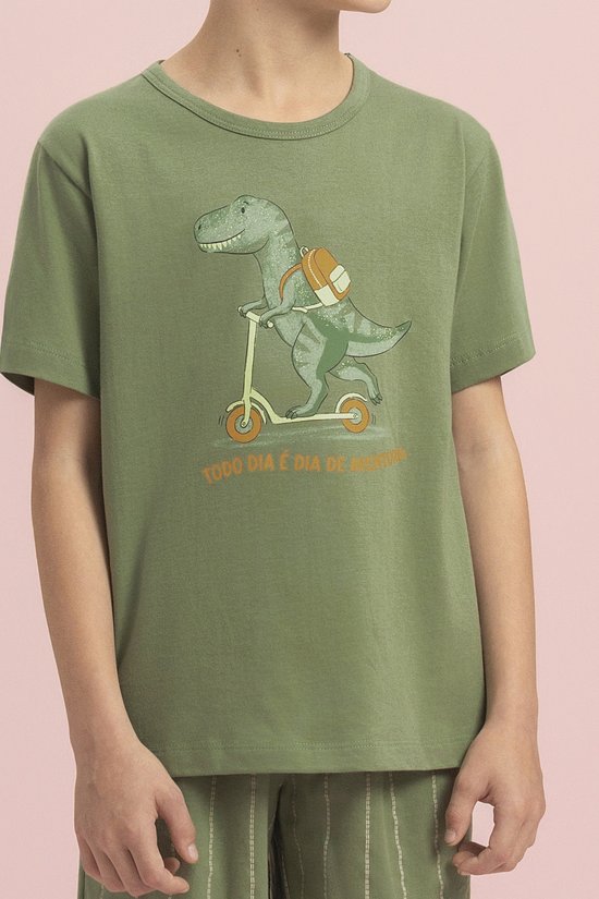 Pijama Manga Curta Masculino Infantil Juvenil 100% Algodão Aventura Lua Encantada